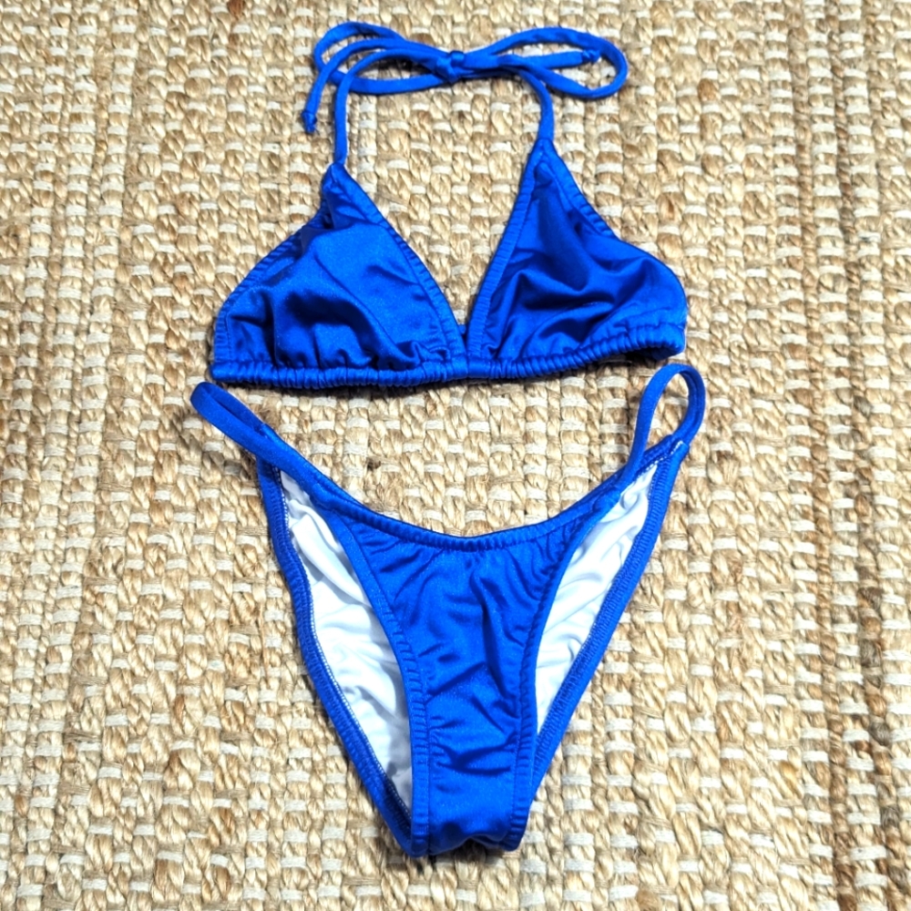 Sapphire blue competition string bikini